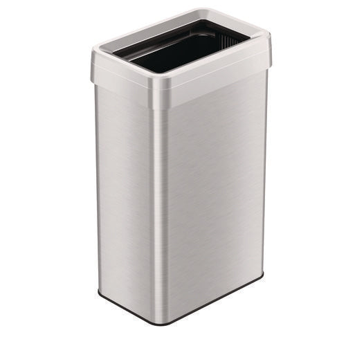 HLS Commercial Open Top Trash Can Rectangular 18 Gal Plastic/stainless Steel Silver