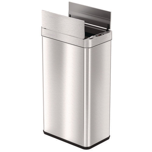 HLS Commercial Wings Lid Sensor Trash Can 18 Gal Plastic/stainless Steel Silver
