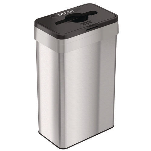 HLS Commercial Open Top Trash Can With Color-coded Lid 21 Gal Plastic/stainless Steel Silver/black