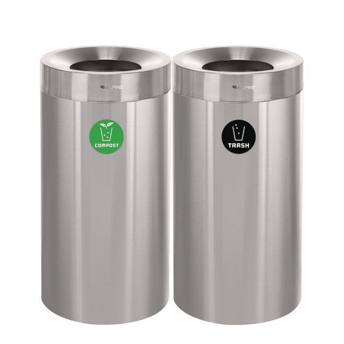 Alpine Industries 27 Gallon Stainless Steel Compost Bin And Trash Can Brushed Stainless Steel