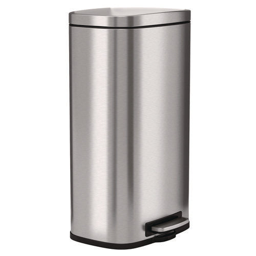 HLS Commercial Fire-resistant Step Pedal Trash Can 8 Gal Plastic/stainless Steel Silver