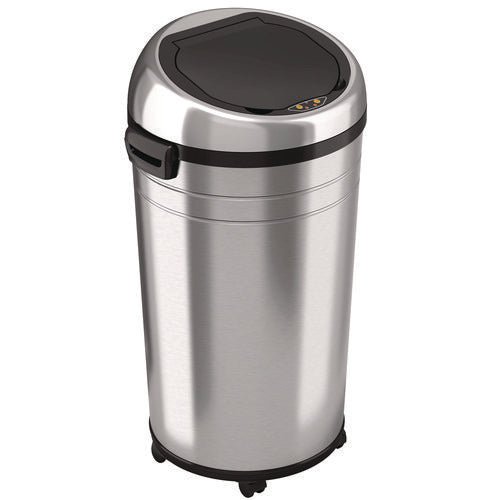 HLS Commercial Extra-large Sensor Trash Can With Wheels 23 Gal Plastic/stainless Steel Silver/black