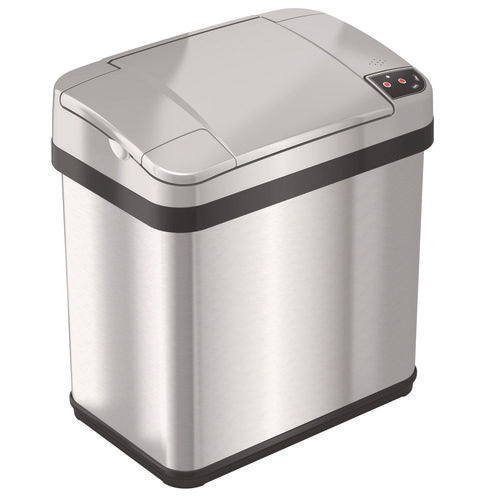 HLS Commercial Rectangular Sensor Trash Can 2.5 Gal Plastic Silver