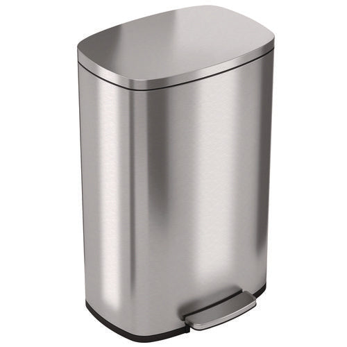 HLS Commercial Step Pedal Trash Can 13 Gal Plastic/stainless Steel Silver
