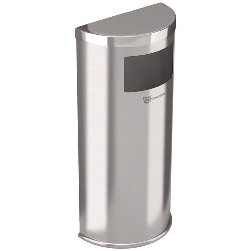 HLS Commercial Side-entry Trash Can With Wall Mount 9 Gal Stainless Steel Silver