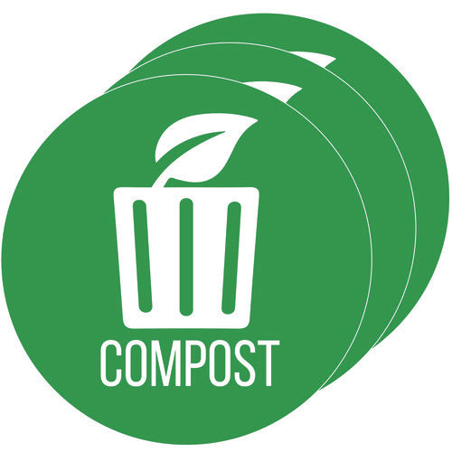 HLS Commercial Vinyl Decals Compost 4" Diameter Green/white 3/pack