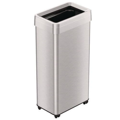 HLS Commercial Open Top Trash Can With Wheels 21 Gal Plastic/stainless Steel Silver