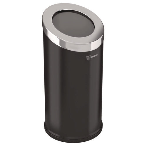 HLS Commercial Beveled Open Top Trash Can 15 Gal Stainless Steel Black