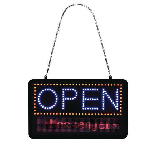 Alpine Industries Led Programmable Message Board Open Sign 22x13 Black Frame Blue/red Graphics
