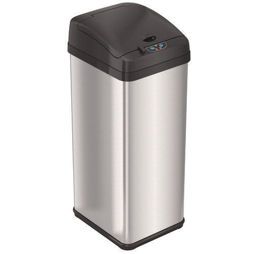 HLS Commercial Sensor Trash Can Rectangular 13 Gal Plastic/stainless Steel Silver