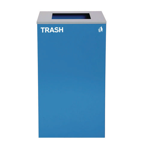 Alpine Industries 29 Gallon Trash/recycling Cans Steel Blue Trash Can With Square Lid