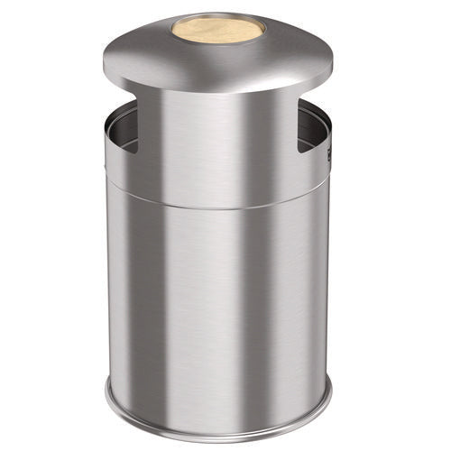 HLS Commercial Extra-large Dual Side-entry Trash Can Outdoor 50 Gal Stainless Steel Silver