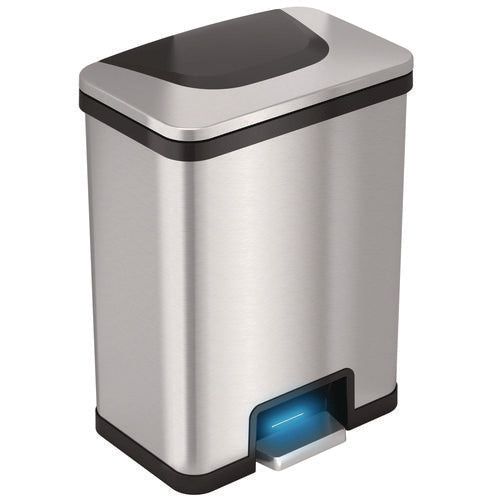 HLS Commercial Step Pedal-sensor Trash Can 13 Gal Plastic/stainless Steel Silver/black