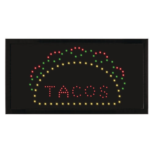 Alpine Industries Led Rectangular Taco Sign 19x10 Black Frame Green/red/yellow Graphics