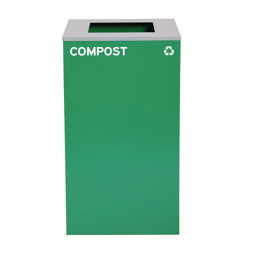 Alpine Industries 29 Gallon Trash/recycling Cans Steel Green Compost Can With Square Lid