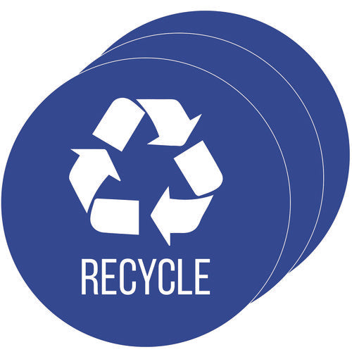 HLS Commercial Vinyl Decals Recycle 4" Diameter Blue/white 3/pack