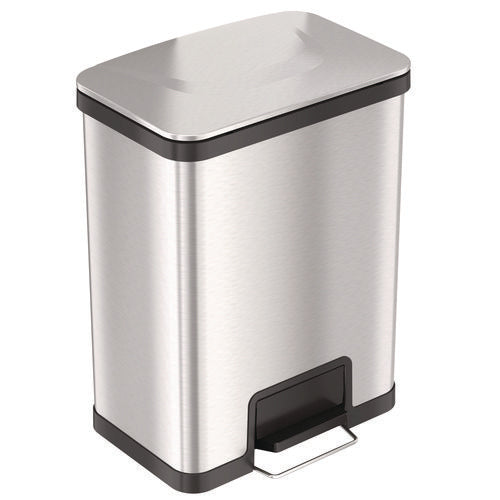 HLS Commercial Step Pedal Trash Can With Airstep Technology 13 Gal Plastic/stainless Steel Silver