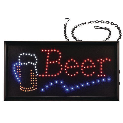 Alpine Industries Led Rectangular Beer Sign 19x10 Black Frame Blue/green/orange/red/white Graphics