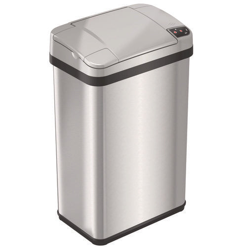 HLS Commercial Rectangular Sensor Trash Can 4 Gal Plastic/stainless Steel Silver
