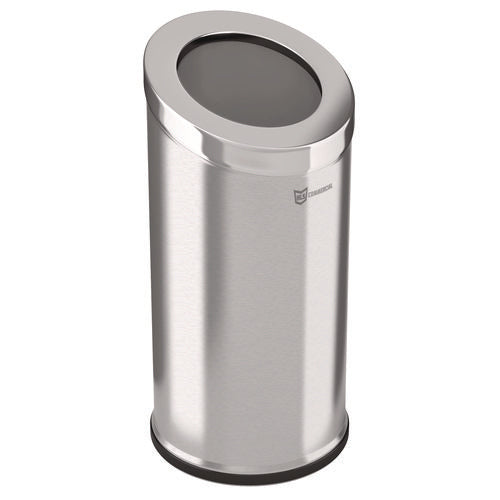 HLS Commercial Beveled Open Top Trash Can 15 Gal Stainless Steel Silver
