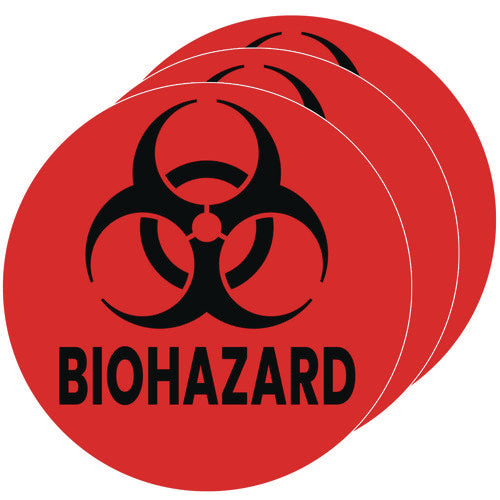 HLS Commercial Vinyl Decals Biohazard 4" Diameter Red/black 3/pack