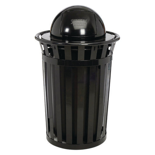 Global Industrial Outdoor Slatted Steel Trash Can Dome Lid 36 Gal Black