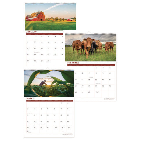 House Of Doolittle 100% Recycled Farm Life Wall Calendar 11x14 White/multicolor Sheets 12-month (jan-dec): 2025