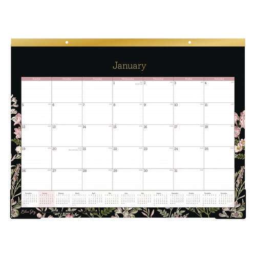 Blue Sky Neveah Monthly Desk Pad Calendar Floral Artwork 22"x17" White/black/pink Sheets Gold Headband 12-month (jan-dec): 2025