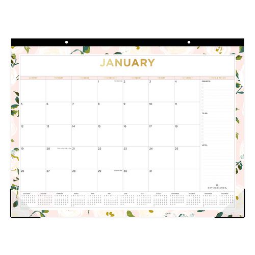 Blue Sky Day Designer Coming Up Roses Monthly Desk Pad Calendar Floral Artwork 22x17 Cream/blush Sheets 12-month (jan-dec): 2025