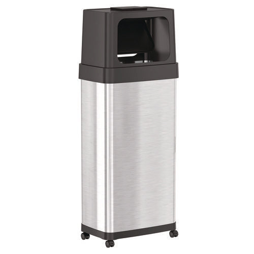 HLS Commercial Dual Push Door Trash Can 24 Gal Stainless Steel Silver/black