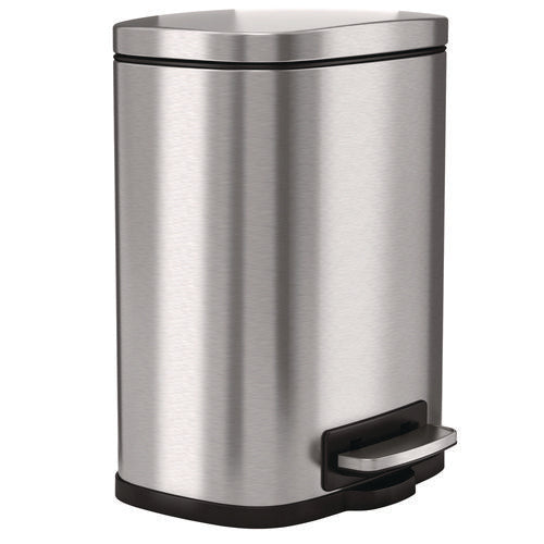 HLS Commercial Fire-resistant Step Pedal Trash Can 1.3 Gal Plastic/stainless Steel Silver