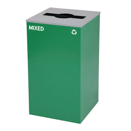 Alpine Industries 29 Gallon Trash/recycling Cans Steel Green Mixed Recycling Can With Mixed Lid