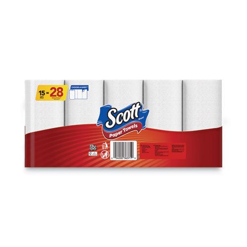 Scott Paper Towels Choose-A-Sheet - Mega Rolls - 1 Ply - 102 Sheets/Roll - White - Perforated, Absorbent, Durable - For Home, Office, School - 30 / Carton