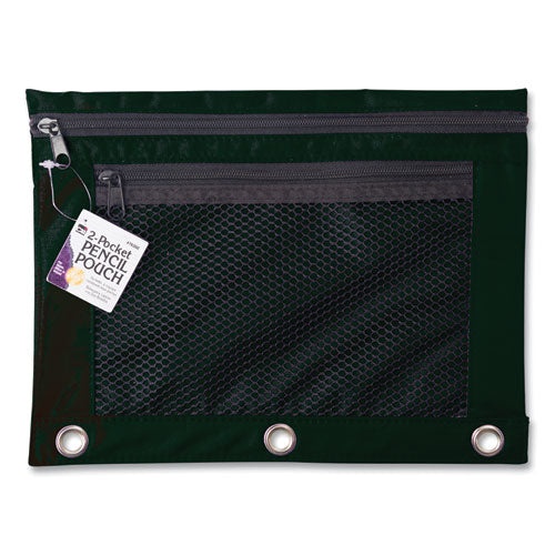 Two-pocket Binder Pouch With Mesh Front, 11 X 9, Black, 6/pack