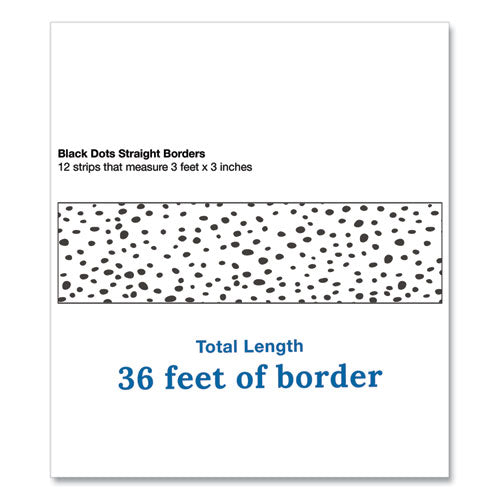 Straight Borders, 3" X 3 Ft, Black/white Dotted, 12/pack