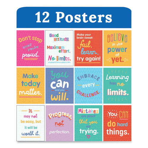 Mini Posters, Growth Mindset Quotes, 8.5 X 11, 12/set