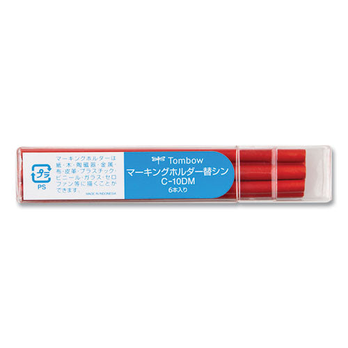 Tombow Mechanical Wax-based Marking Pencil Refills 4.4 Mm Red 10/box