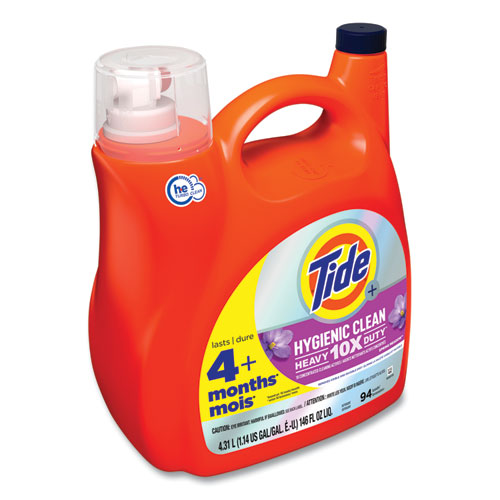 Tide Hygienic Clean Heavy 10x Duty Liquid Laundry Detergent Spring Meadow Scent 146 Oz Pour Bottle 4/Case