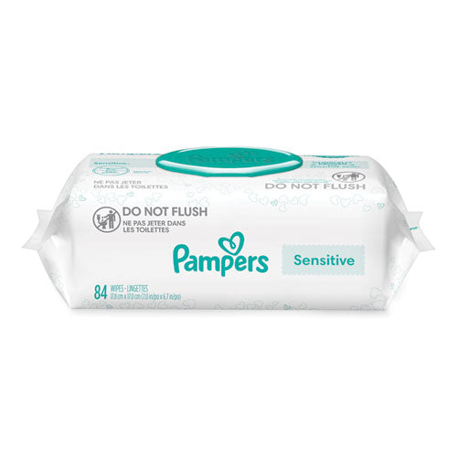 Pampers Sensitive Baby Wipes 1-ply 6.7x7 Unscented White 84/pack 7/Case