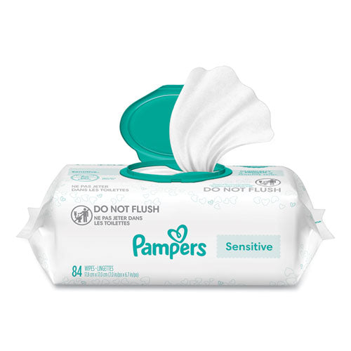 Pampers Sensitive Baby Wipes 1-ply 6.7x7 Unscented White 84/pack 7/Case