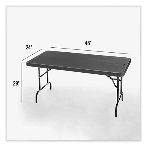 Iceberg Indestructable Commercial Folding Table Rectangular 48"x24"x29" Charcoal Top Charcoal Base/legs