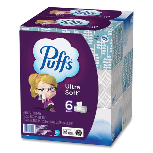 Puffs Ultra Soft Facial Tissue 2-ply White 124 Sheets/box 6 Boxes/pack 4 Packs/Case