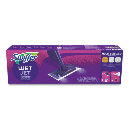 Swiffer Wetjet Mop Starter Kit With 10 Pads And 1 Cleaner 11.3x5.4 Head Silver Handle