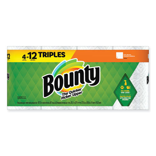 Bounty Kitchen Roll Paper Towels 2-ply White 10.5x11 87 Sheets/roll 4 Triple Rolls/pack 6 Packs/Case