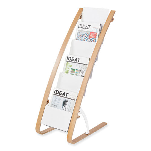 Alba™ Literature Floor Display Rack 19.68x13.38x36.61 White/woodgrain