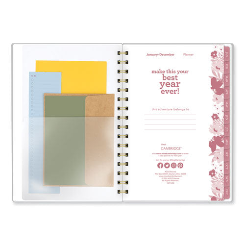 AT-A-GLANCE Thicket Weekly/monthly Planner Floral Artwork 8.5x6.38 Gray/rose/peach Cover 12-month (jan To Dec): 2024