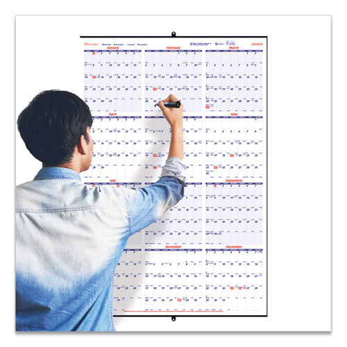 Brownline Yearly Wall Calendar 24x36 White/blue Sheets 12-month (jan To Dec): 2024