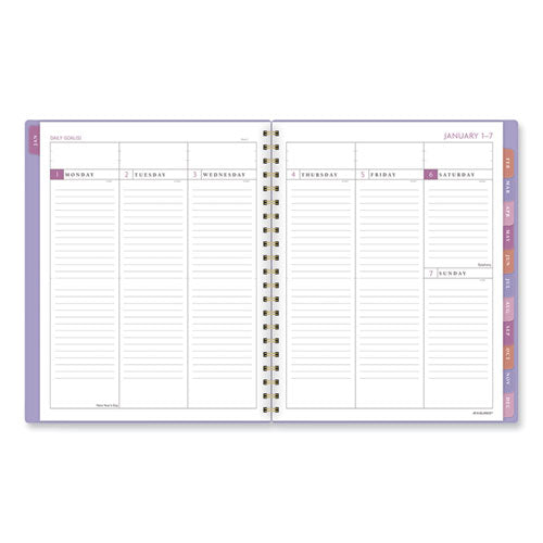 AT-A-GLANCE Badge Geo Weekly/monthly Planner Geometric Artwork 11x9.25 Purple/white/gold Cover 13-month (jan To Jan): 2024 To 2025