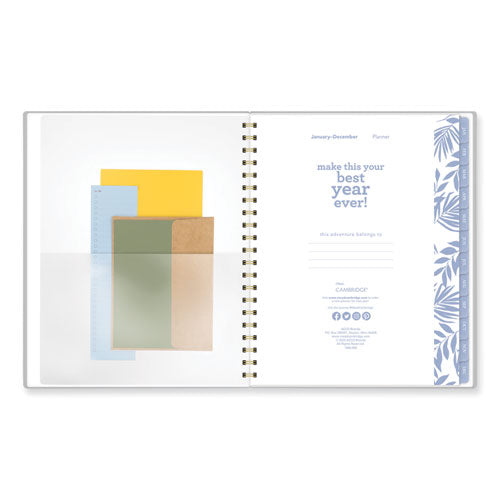 AT-A-GLANCE Elena Weekly/monthly Planner Palm Leaves Artwork 11x9.25 Blue/white Cover 12-month (jan To Dec): 2024