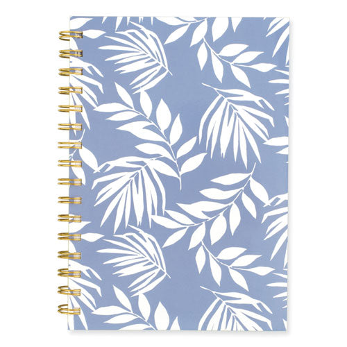 AT-A-GLANCE Elena Weekly/monthly Planner Palm Leaves Artwork 8.5x6.38 Blue/white Cover 12-month (jan To Dec): 2024
